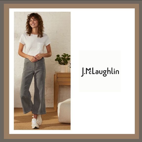 J. McLaughlin Denim - NWT J. McLaughlin High Rise Grey Wide Leg Super Soft Jeans Size 14